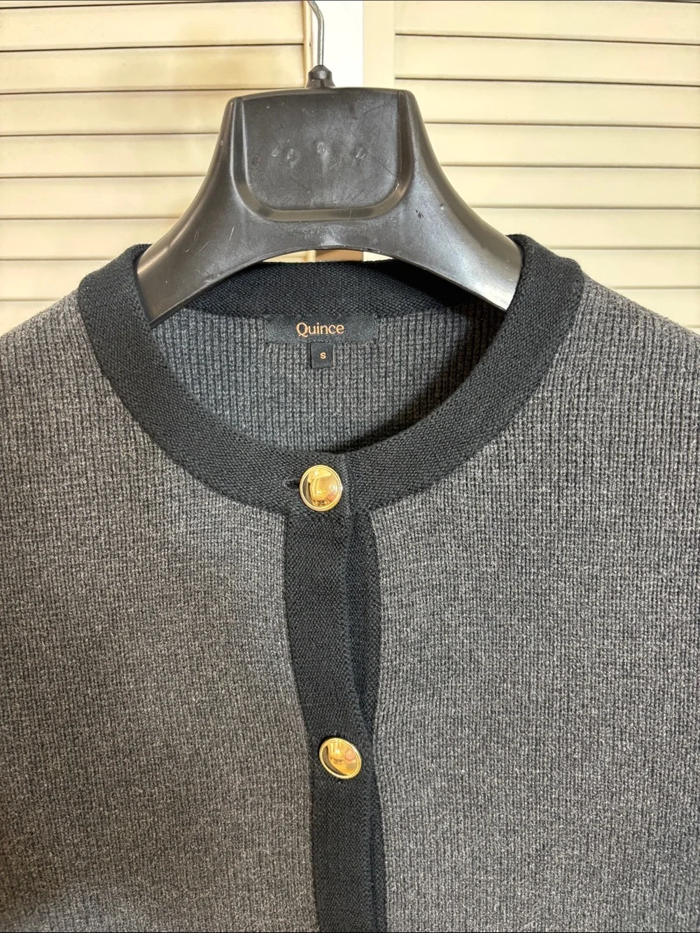 Quince Dark Gray Ribbed Knit 100% Organic Cotton Sweater Jacket Small - Picture 6 of 16